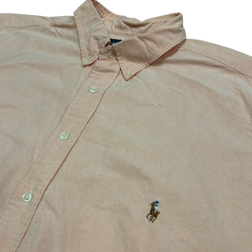 Ralph‎ Lauren Oxford Shirt Mens 2XLT Tall Classic Fit Orange Short Sleeve Button